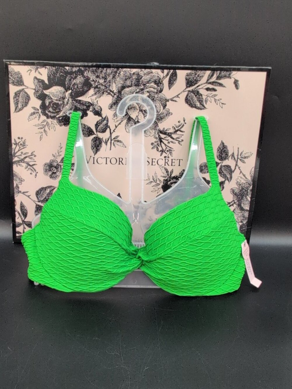 Victoria Secret Swim Twist Front Push Up Bikini Top 36B Jade Green
